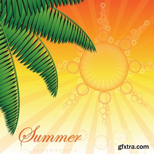 Collection of vector picture summer banner poster flyer beach sunshine sea holiday vacation 25 Eps