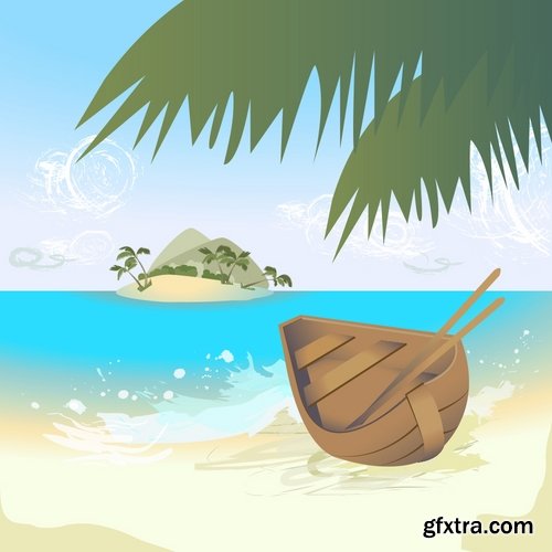 Collection of vector picture summer banner poster flyer beach sunshine sea holiday vacation 25 Eps