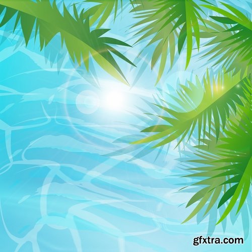 Collection of vector picture summer banner poster flyer beach sunshine sea holiday vacation 25 Eps