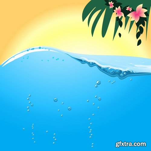 Collection of vector picture summer banner poster flyer beach sunshine sea holiday vacation 25 Eps