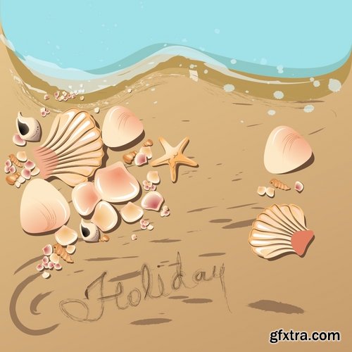 Collection of vector picture summer banner poster flyer beach sunshine sea holiday vacation 25 Eps