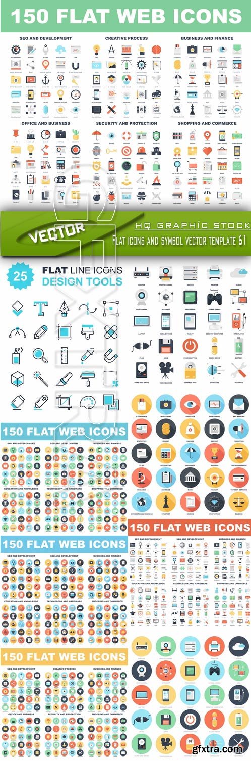 Stock Vector - Flat icons and symbol vector template 61