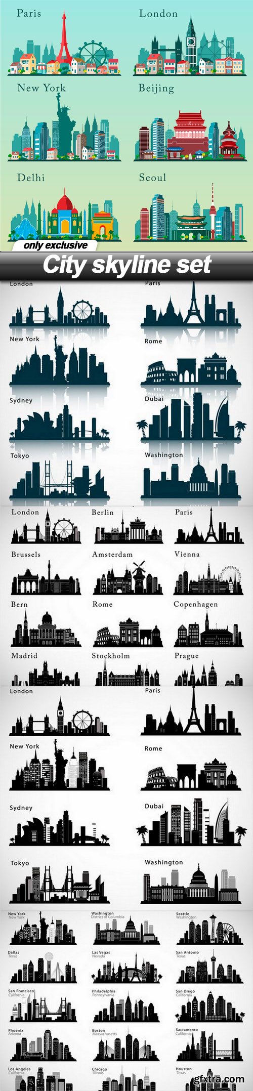 City skyline set - 5 EPS