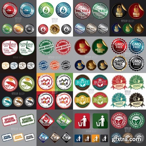 Collection of vector image label on various subjects 25 Eps