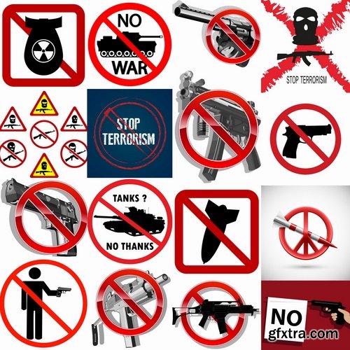 Collection of vector image of the forbidden icon sign no war mark label 25 Eps