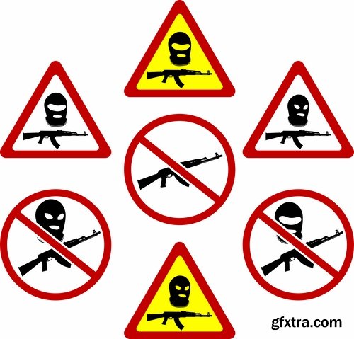 Collection of vector image of the forbidden icon sign no war mark label 25 Eps