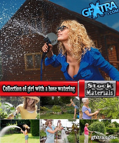 Collection of girl with a hose watering the lawn water cleaning 25 HQ Jpeg