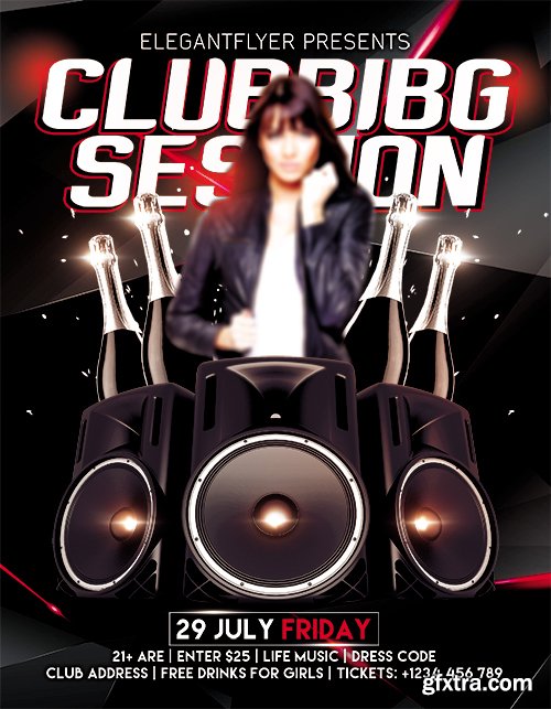 Clubbing Session Flyer PSD Template + Facebook Cover