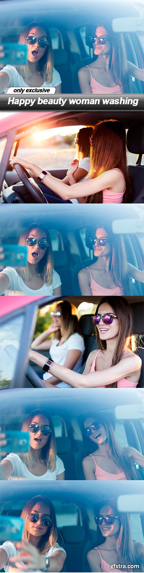 Happy young hipster woman in car - 5 UHQ JPEG