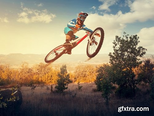 Collection cycling downhill descent from the mountain bike trial Extreme Sports 25 HQ Jpeg