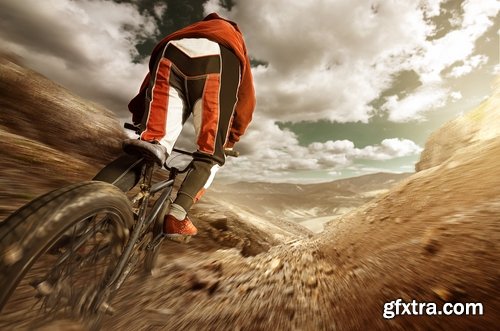 Collection cycling downhill descent from the mountain bike trial Extreme Sports 25 HQ Jpeg