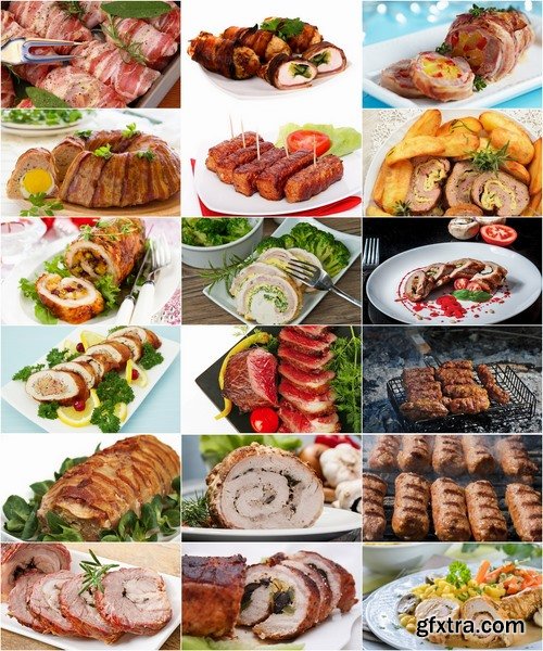 Collection of delicious grilled meatloaf roll stuffed with grilled meat 25 HQ Jpeg