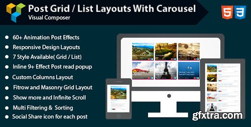 CodeCanyon - Visual Composer - Post Grid/List Layout With Carousel v1.4 - 11030539