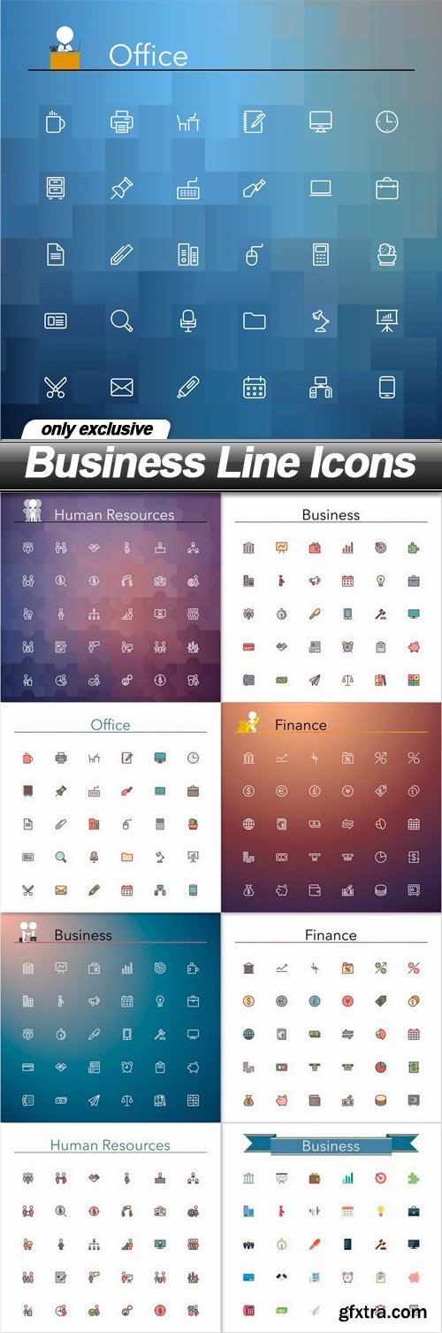 Business Line Icons - 9 EPS