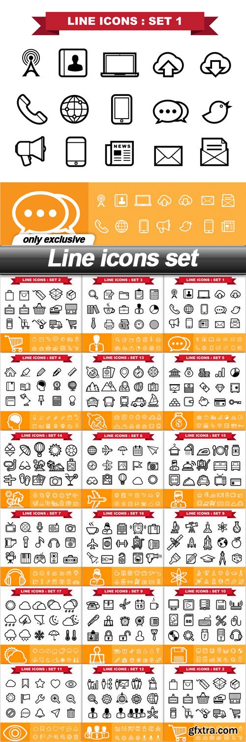 Line icons set - 17 EPS