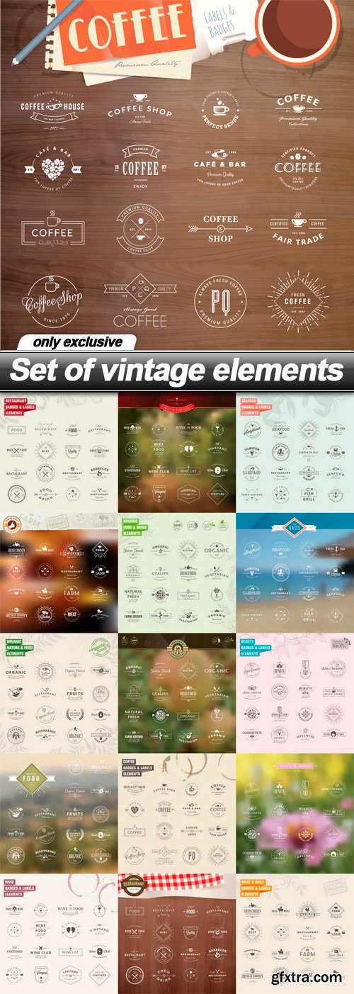 Set of vintage elements - 16 EPS