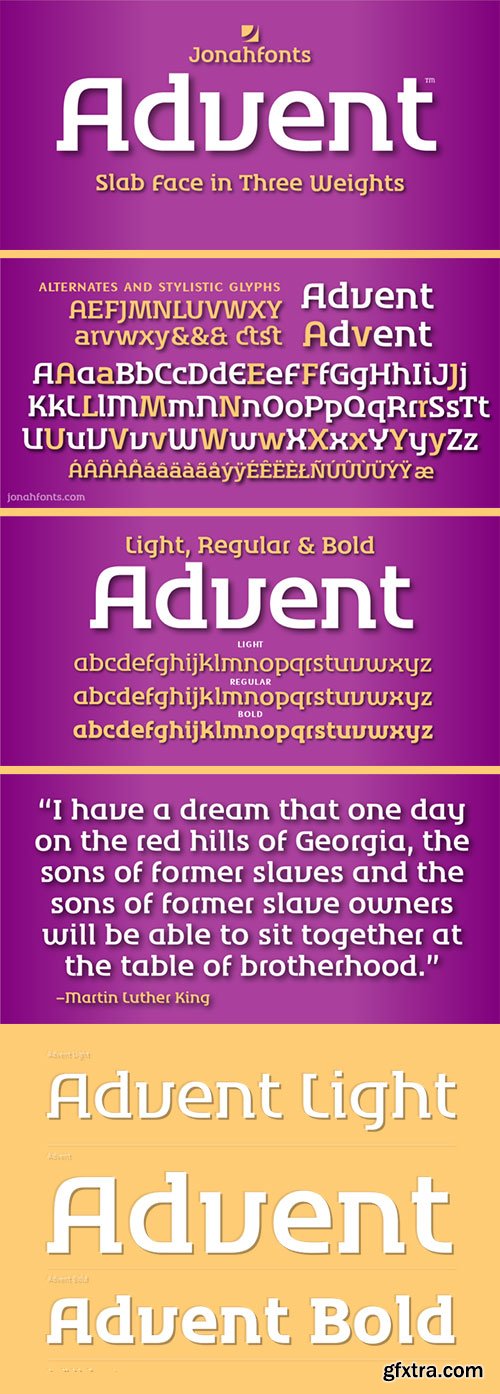 Advent - Egyptian Futuristic Display Fonts 3xOTF $105