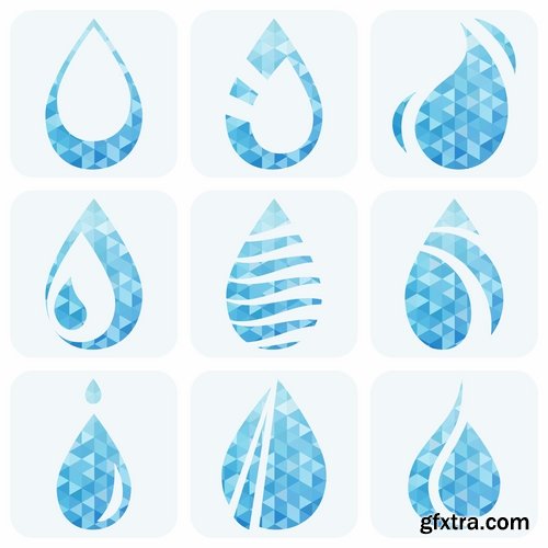 Collection of vector logo water drop picture business icon poster 25 EPS