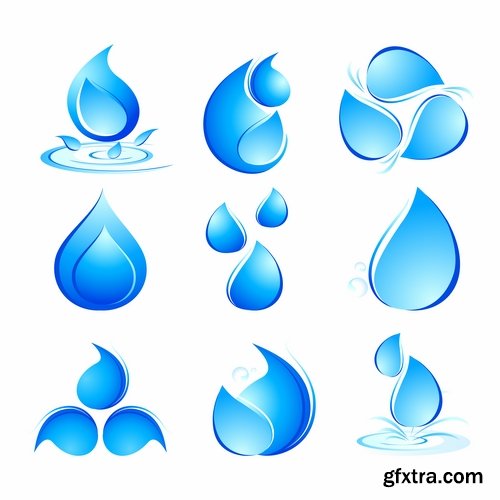 Collection of vector logo water drop picture business icon poster 25 EPS