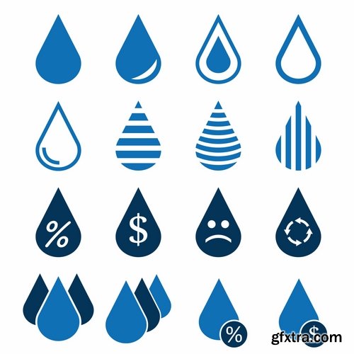 Collection of vector logo water drop picture business icon poster 25 EPS