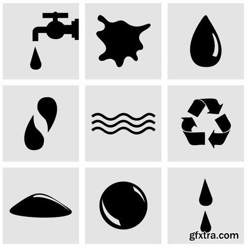 Collection of vector logo water drop picture business icon poster 25 EPS