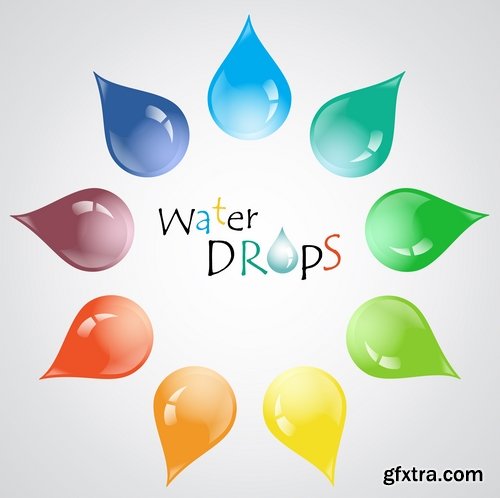 Collection of vector logo water drop picture business icon poster 25 EPS