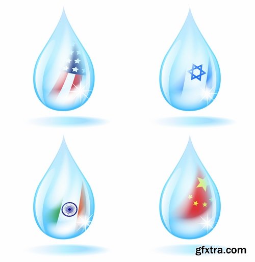 Collection of vector logo water drop picture business icon poster 25 EPS