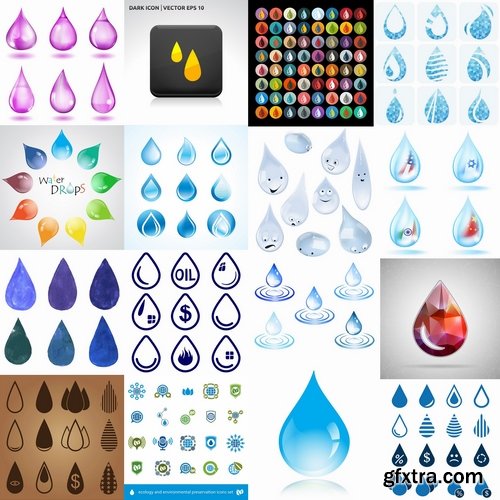 Collection of vector logo water drop picture business icon poster 25 EPS