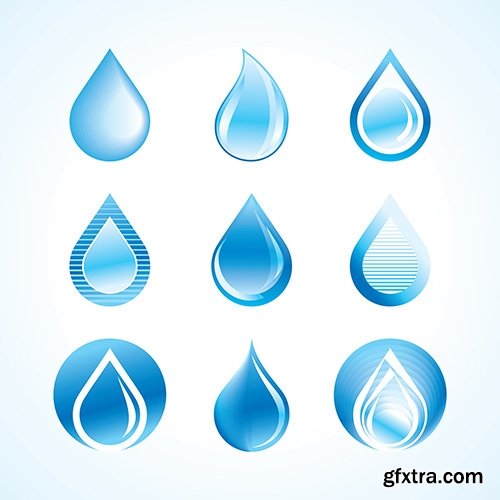 Collection of vector logo water drop picture business icon poster 25 EPS