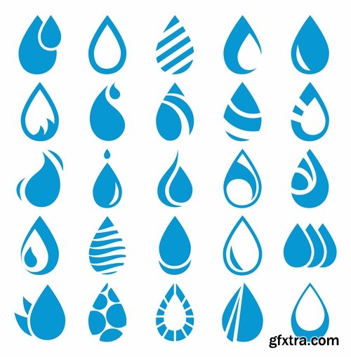 Collection of vector logo water drop picture business icon poster 25 EPS