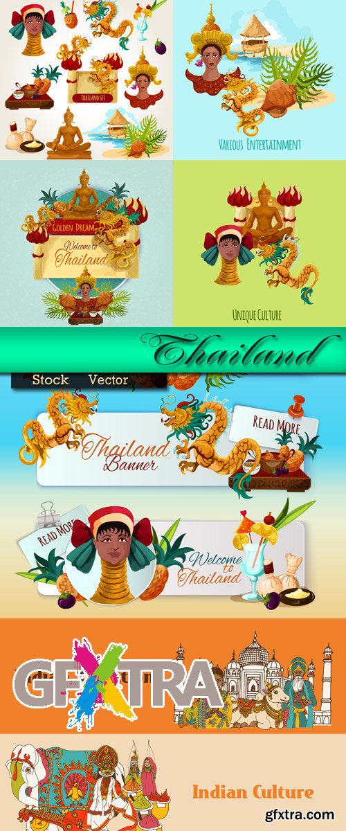 Tourist set in Vector - Thailand