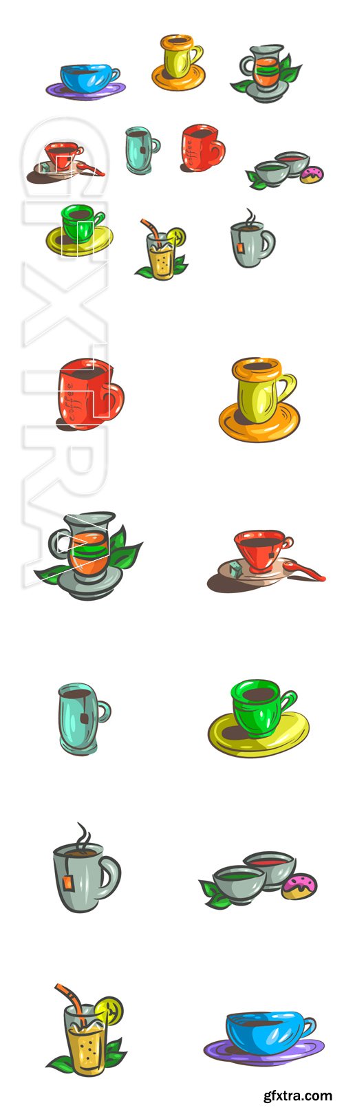 Stock Vectors - Cup (mug) of hot drink (coffee, tea etc) big set