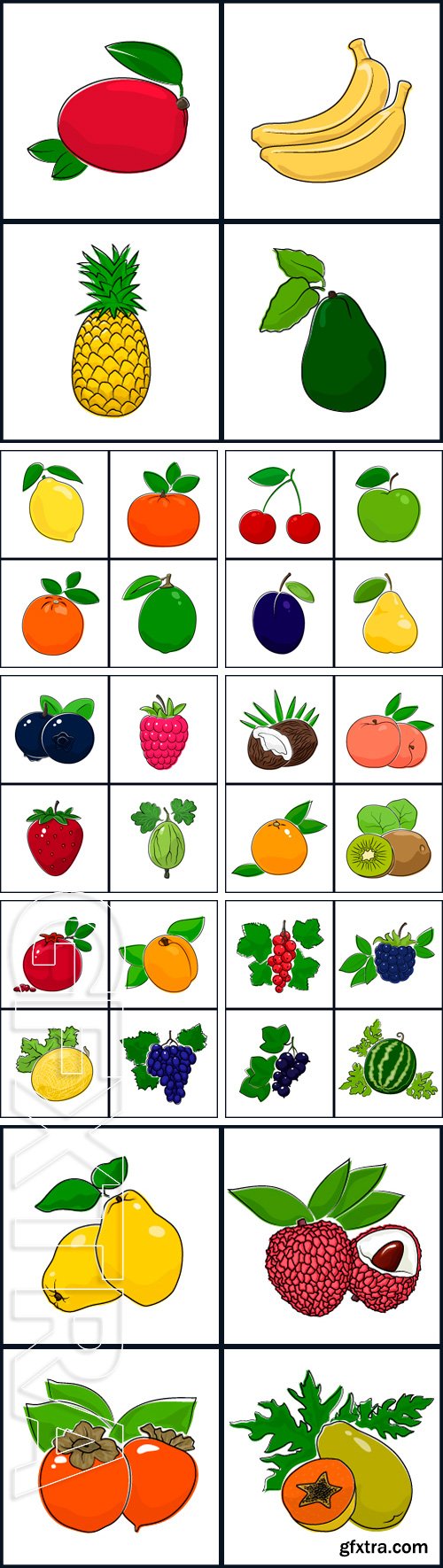 Stock Vectors - Isolated on White Background , set of fruit icons , vector illustration