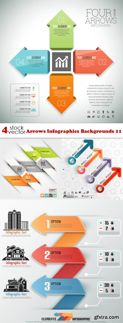 Vectors - Arrows Infographics Backgrounds 11