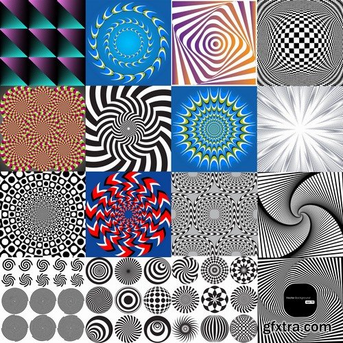 Collection of vector image background is an optical illusion poster flyer banner 25 EPS