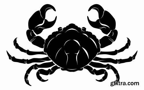 Collection of vector image cartoon crab sea dweller 25 EPS