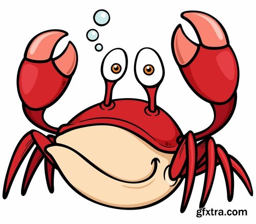 Collection of vector image cartoon crab sea dweller 25 EPS