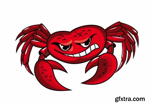 Collection of vector image cartoon crab sea dweller 25 EPS