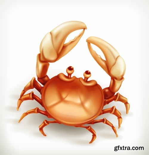 Collection of vector image cartoon crab sea dweller 25 EPS