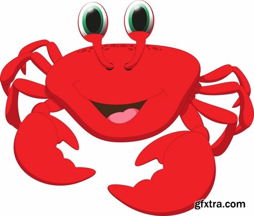 Collection of vector image cartoon crab sea dweller 25 EPS