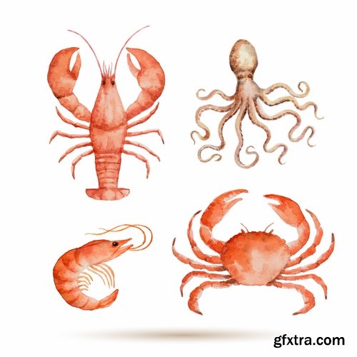 Collection of vector image cartoon crab sea dweller 25 EPS