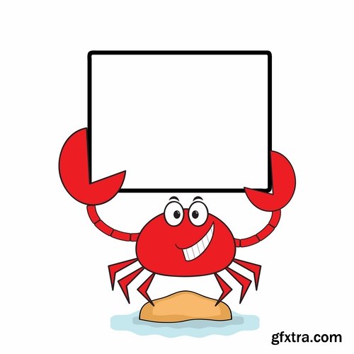 Collection of vector image cartoon crab sea dweller 25 EPS