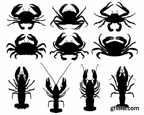 Collection of vector image cartoon crab sea dweller 25 EPS