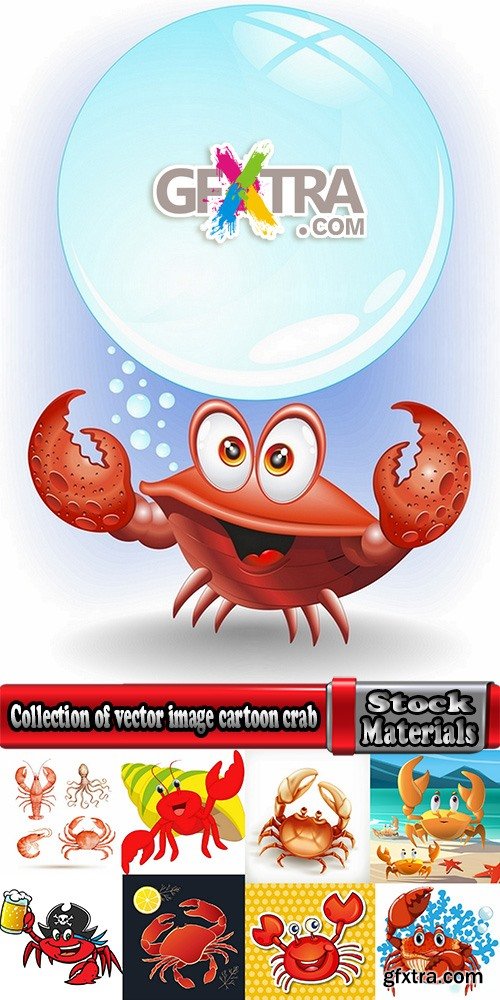 Collection of vector image cartoon crab sea dweller 25 EPS