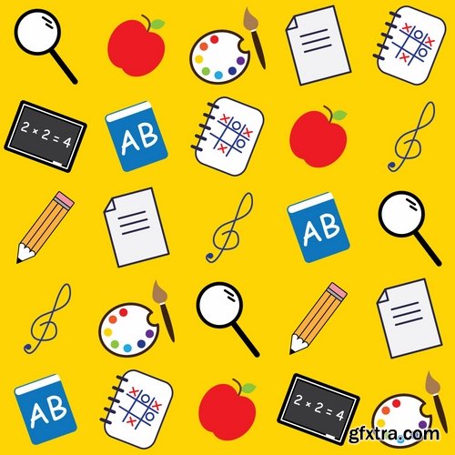 Collection of vector picture school supplies flyer poster banner stationery pencil line 25 EPS