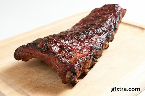 Collection of delicious grilled ribs with meat barbecue grill fire sauce for meat 25 HQ Jpeg