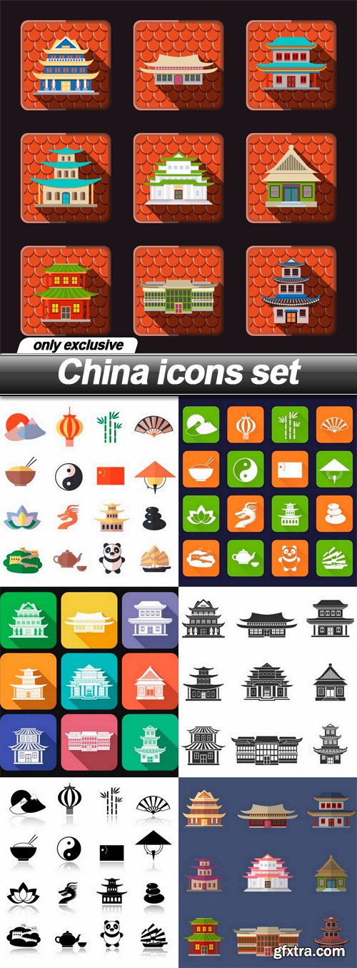 China icons set - 7 EPS