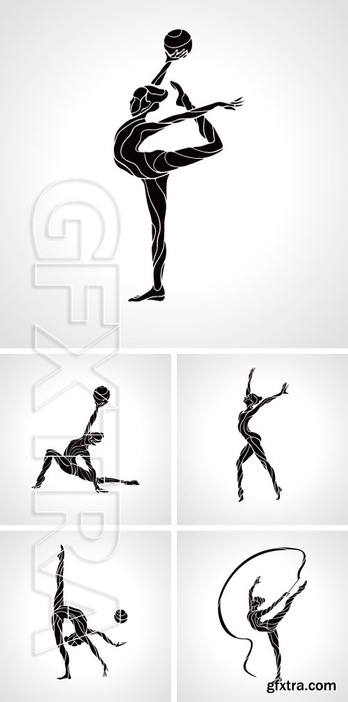 Stock Vectors - Creative silhouette of gymnastic girl. Art gymnastics,  vector illustration