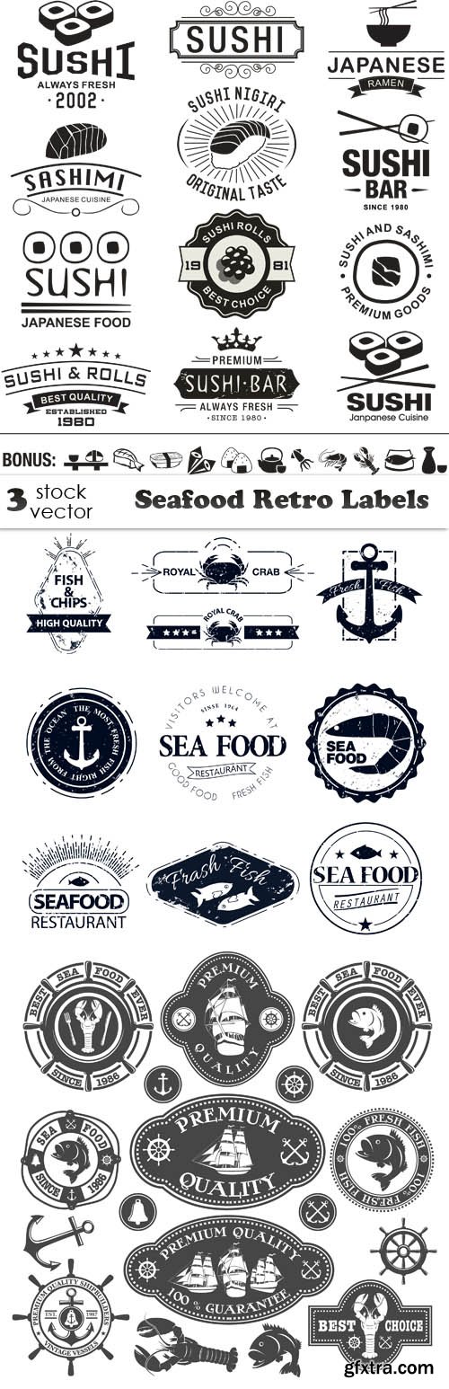 Vectors - Seafood Retro Labels