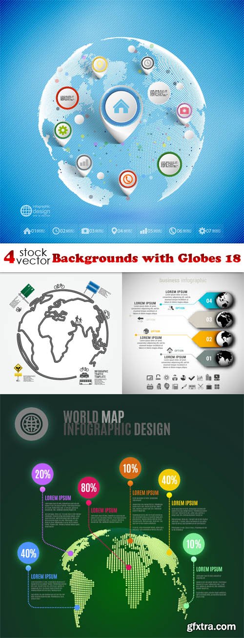 Vectors - Backgrounds with Globes 18